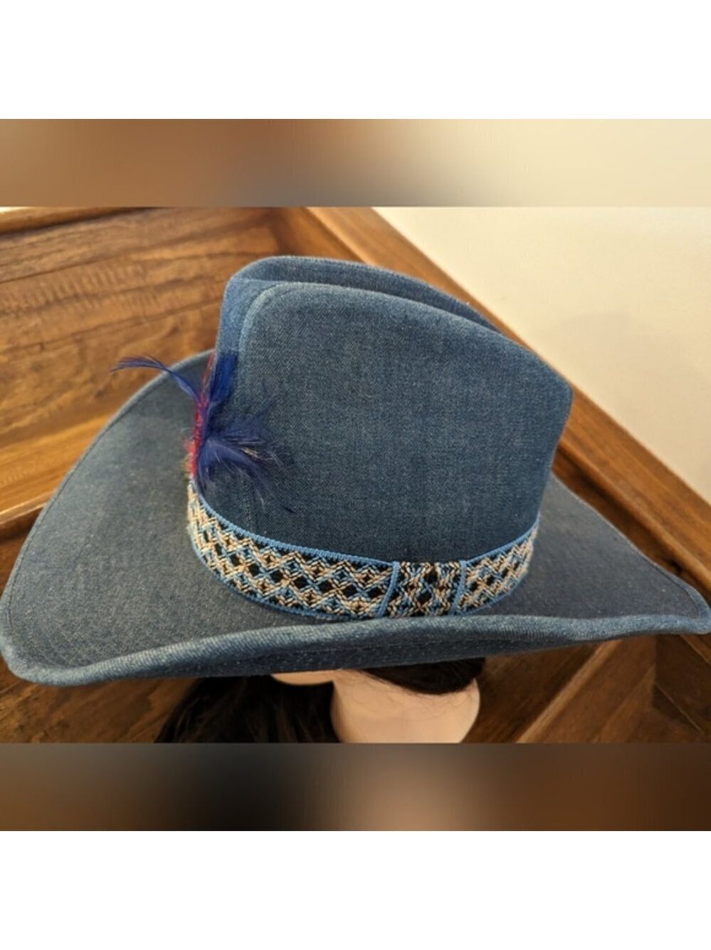Vintage western 60's blue denim cowboy hat. Size 7-7 1/8 - Picture 4 of 16